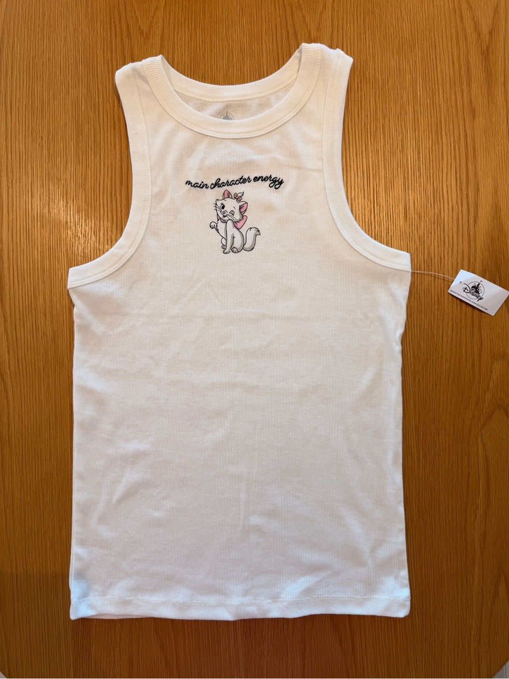 NWT Disney Cats Marie “Main Character Energy” White Women’s Tank Top - Epcot